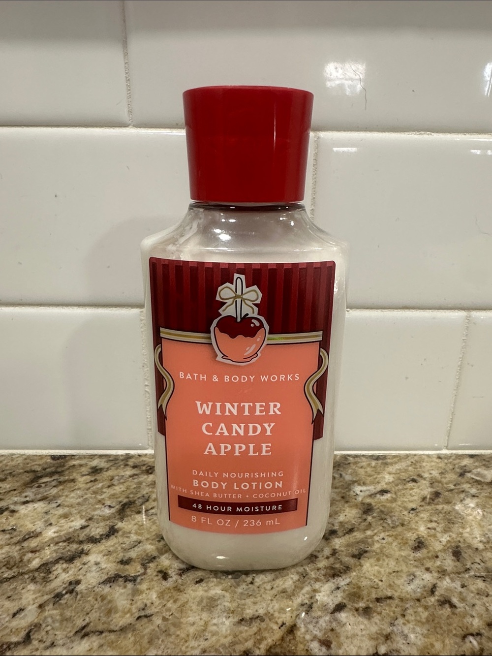 NEW Bath & Body Works Winter Candy Apple Body Lotion - Red 8 OZ